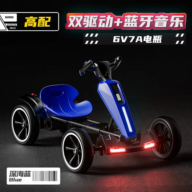 With Led Light And Music Kids Electric Kart, Four-wheel Can Ride On Remote-controlled Toy Car for Ages 1-3 To 6