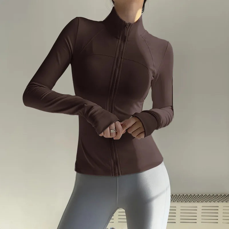 Women Zip Fitness Clothes Long