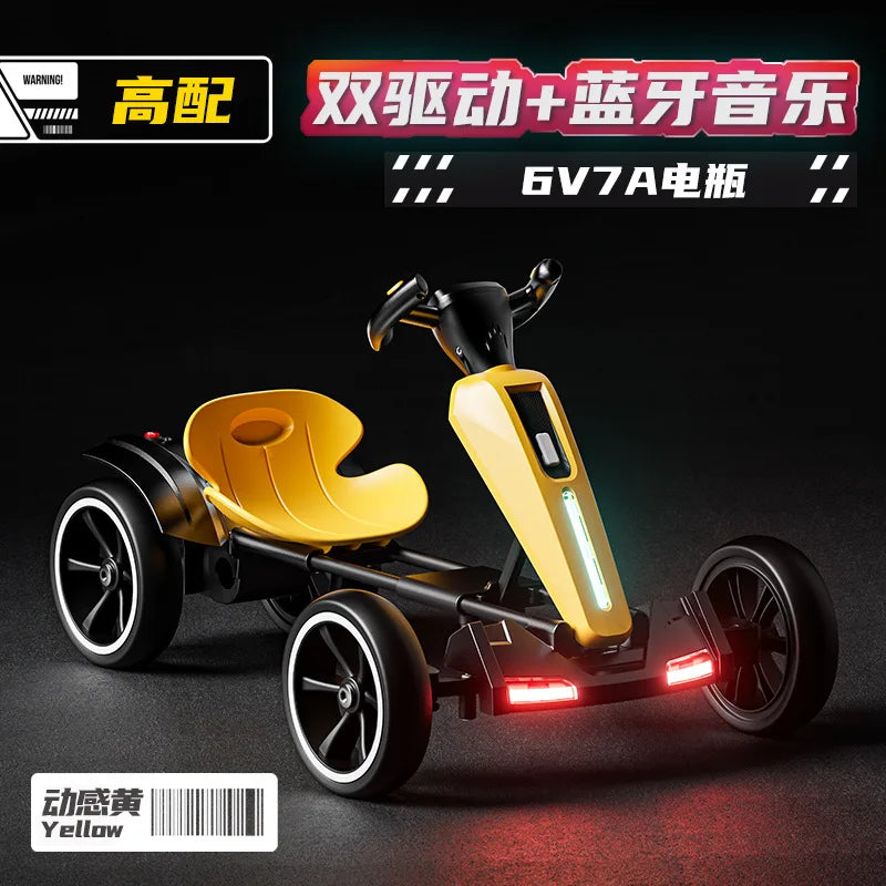With Led Light And Music Kids Electric Kart, Four-wheel Can Ride On Remote-controlled Toy Car for Ages 1-3 To 6