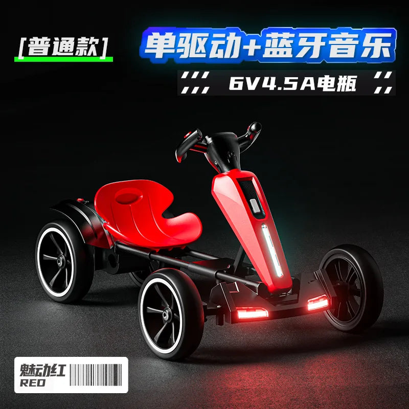 With Led Light And Music Kids Electric Kart, Four-wheel Can Ride On Remote-controlled Toy Car for Ages 1-3 To 6