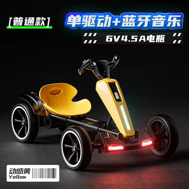 With Led Light And Music Kids Electric Kart, Four-wheel Can Ride On Remote-controlled Toy Car for Ages 1-3 To 6