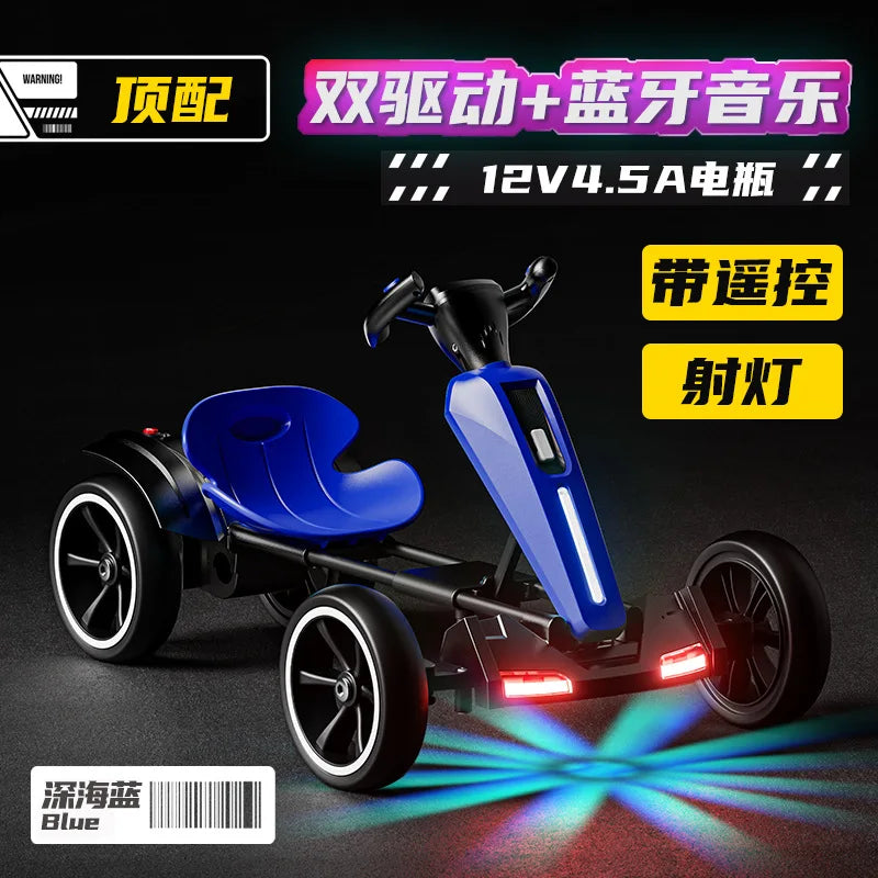 With Led Light And Music Kids Electric Kart, Four-wheel Can Ride On Remote-controlled Toy Car for Ages 1-3 To 6