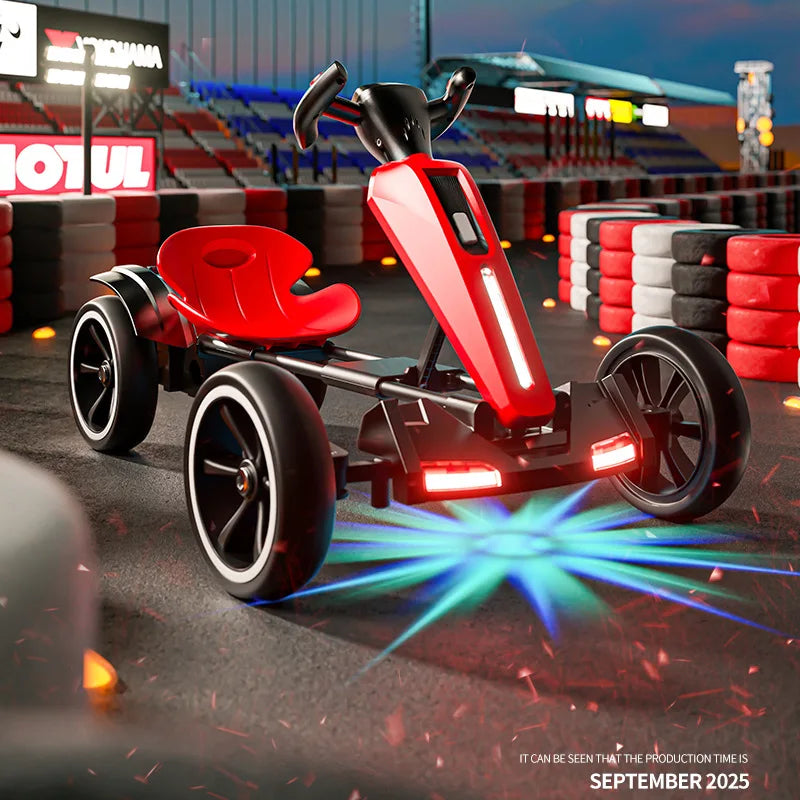 With Led Light And Music Kids Electric Kart, Four-wheel Can Ride On Remote-controlled Toy Car for Ages 1-3 To 6
