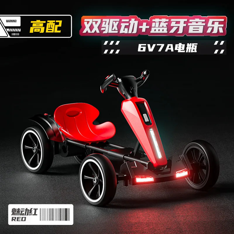With Led Light And Music Kids Electric Kart, Four-wheel Can Ride On Remote-controlled Toy Car for Ages 1-3 To 6