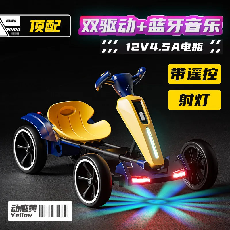 With Led Light And Music Kids Electric Kart, Four-wheel Can Ride On Remote-controlled Toy Car for Ages 1-3 To 6
