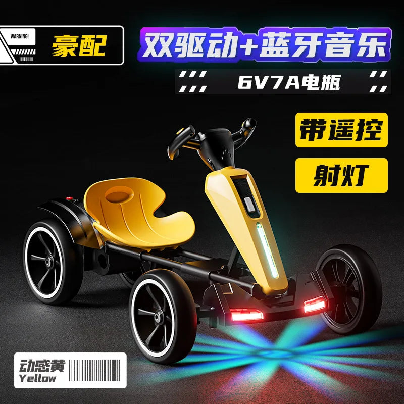With Led Light And Music Kids Electric Kart, Four-wheel Can Ride On Remote-controlled Toy Car for Ages 1-3 To 6