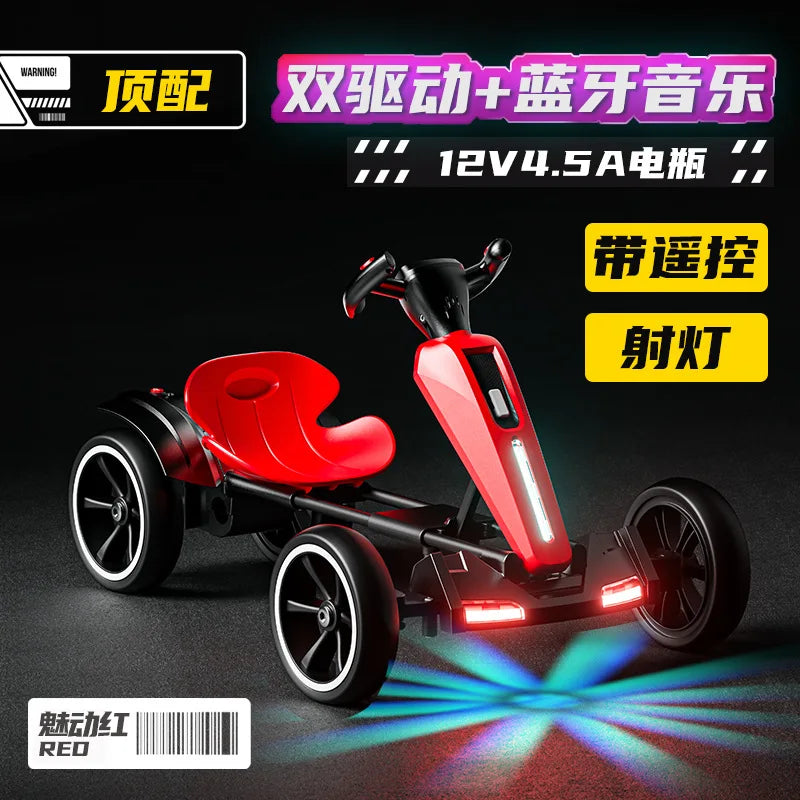 With Led Light And Music Kids Electric Kart, Four-wheel Can Ride On Remote-controlled Toy Car for Ages 1-3 To 6