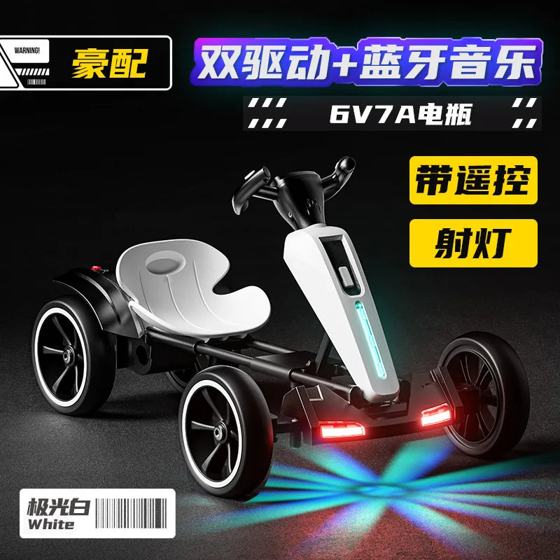 With Led Light And Music Kids Electric Kart, Four-wheel Can Ride On Remote-controlled Toy Car for Ages 1-3 To 6