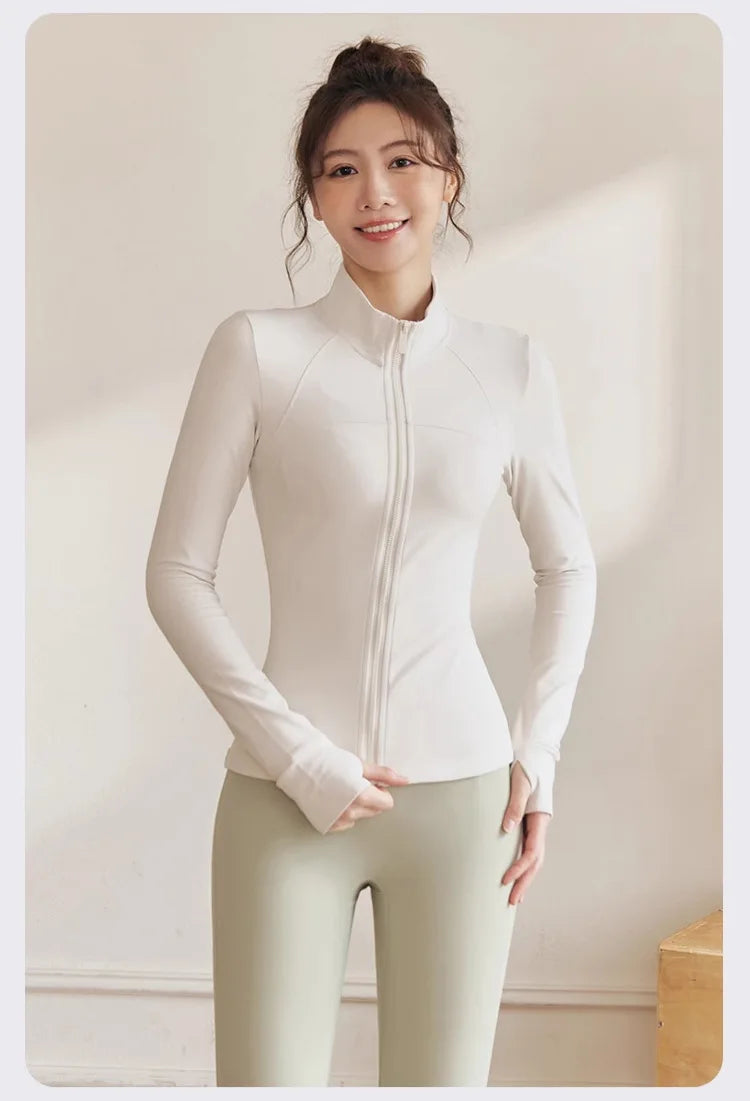 Women Zip Fitness Clothes Long