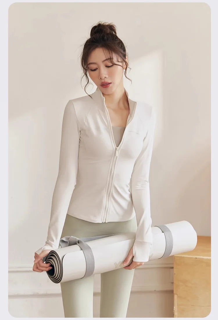 Women Zip Fitness Clothes Long
