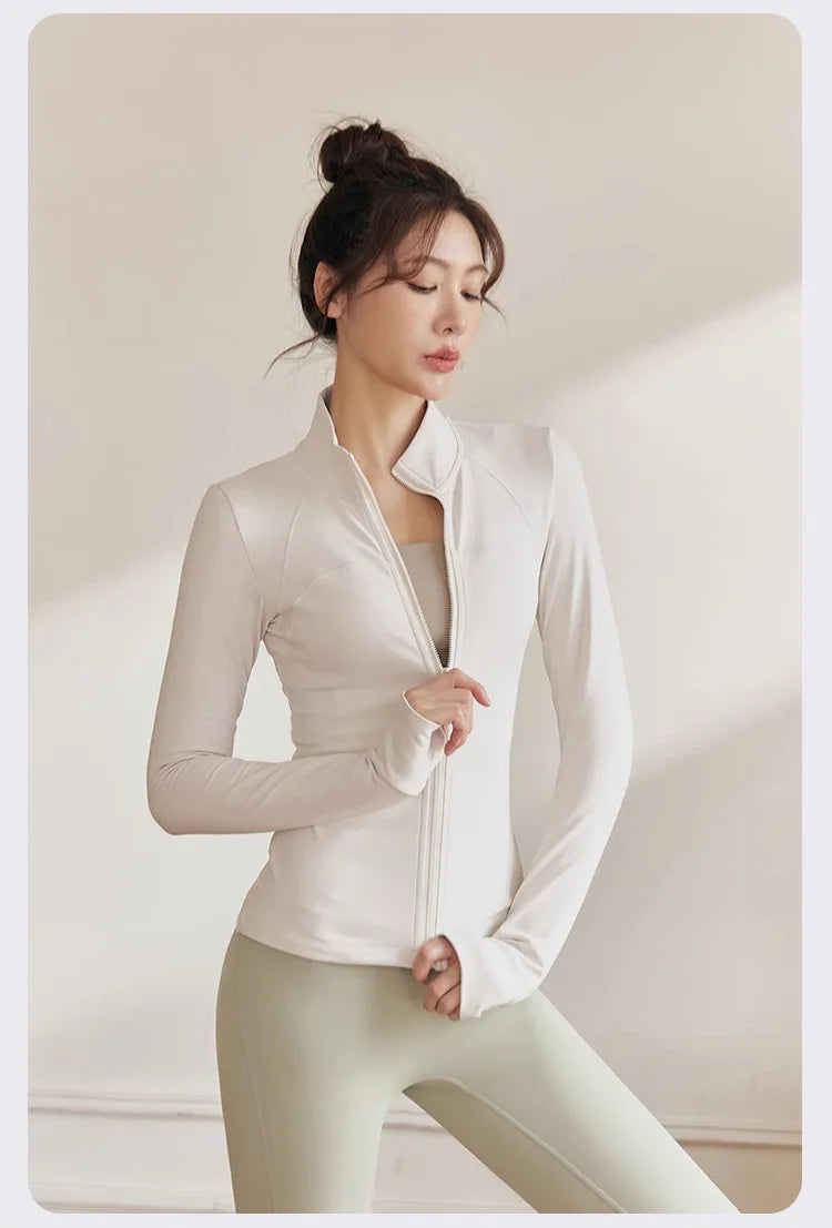 Women Zip Fitness Clothes Long