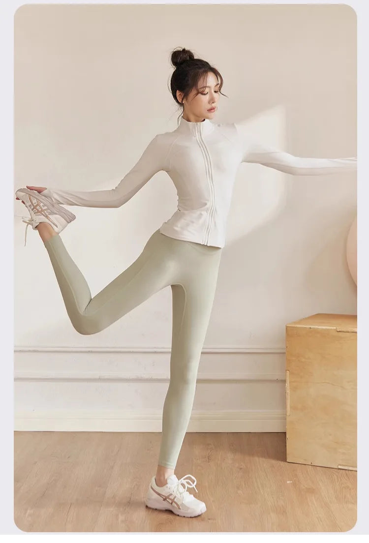 Women Zip Fitness Clothes Long