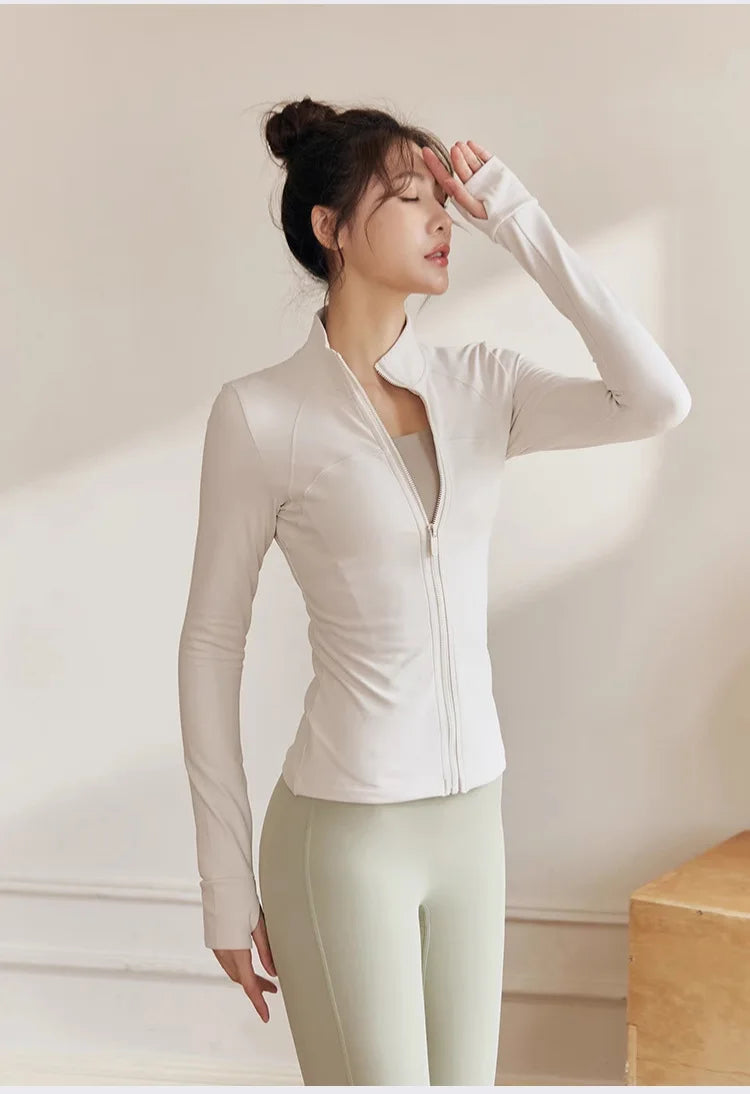 Women Zip Fitness Clothes Long