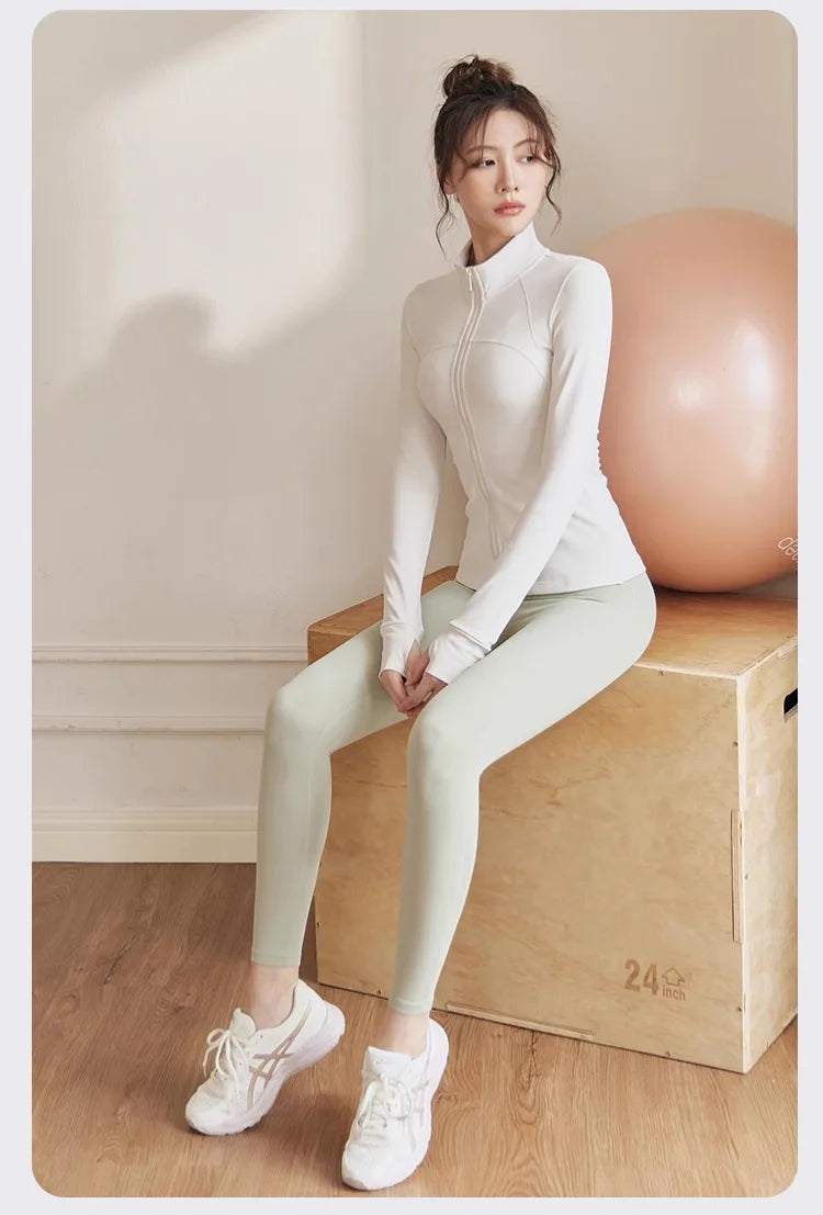 Women Zip Fitness Clothes Long